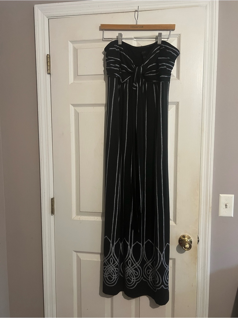 Soma Black Strapless Maxi Dress with White Stripe Detail